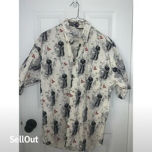 Tribute Men's Golf Print Multicolor Button Down Shirt with Chest Pocket M